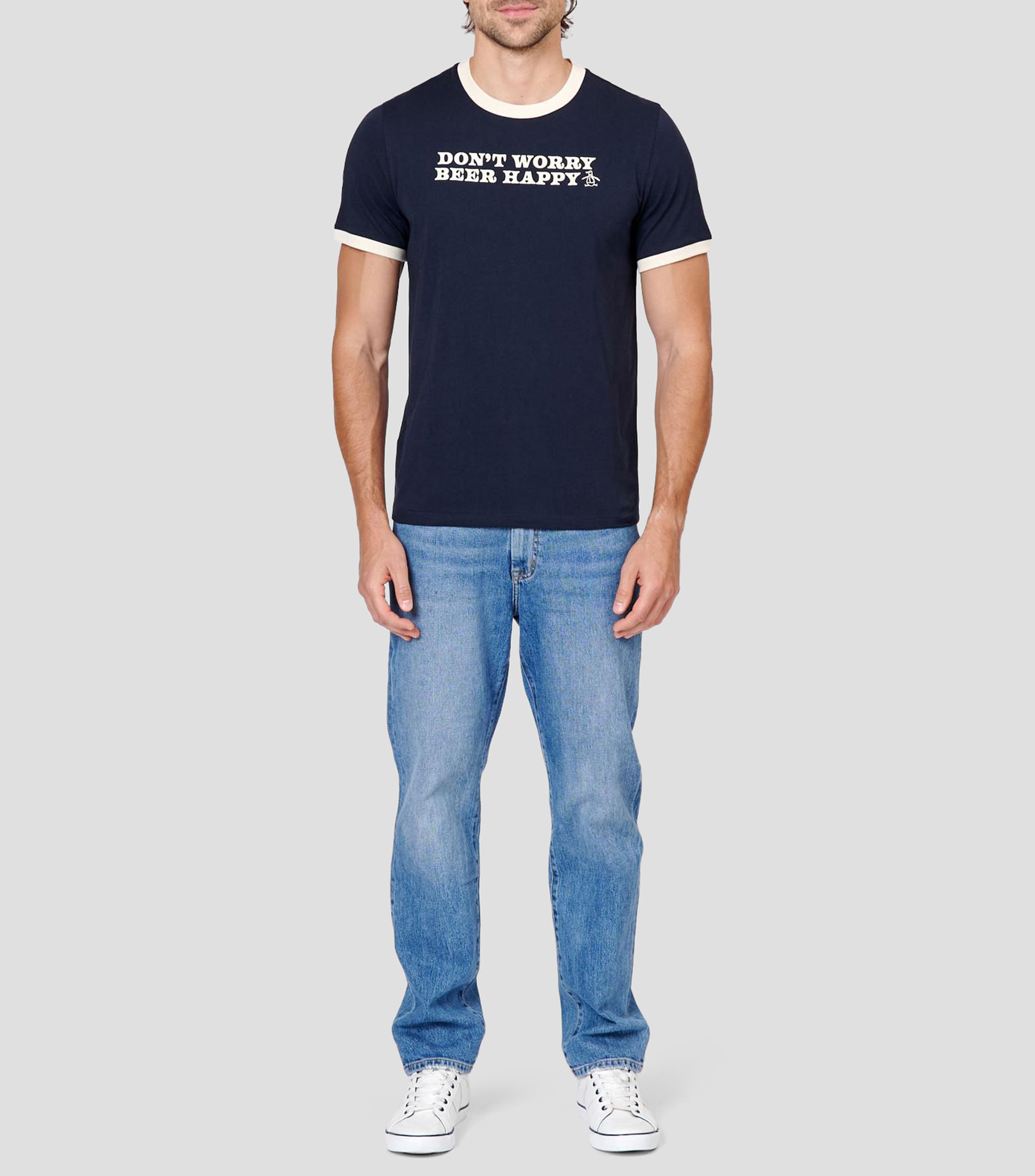 Playera cuello redondo manga corta estampada Hombre